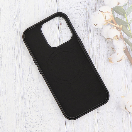 Чехол-накладка для iPhone 16 Pro Max, экокожа, магнитный (MagSafe), без лого, X-CASE, черный