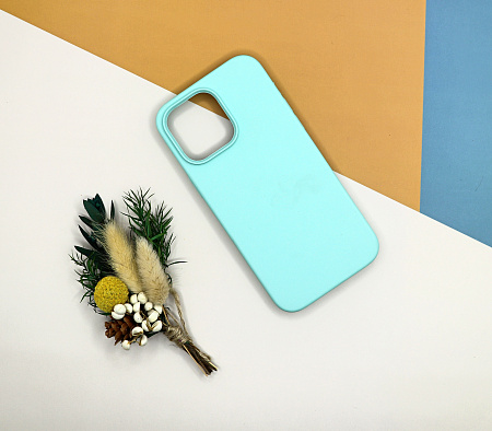 Чехол-накладка для iPhone 14 Pro Max, Silicon Case, без лого, бирюзовый