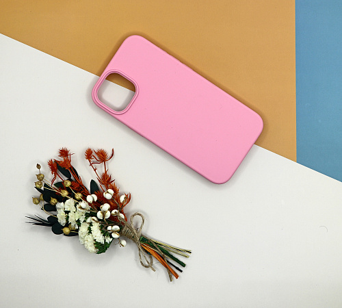 Чехол-накладка для iPhone 14, Silicon Case, без лого, бледно-розовый