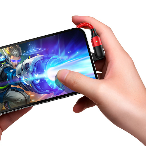 USB дата кабель Lightning, HOCO, U100, Разъем можно поворачивать на 180°, красный
