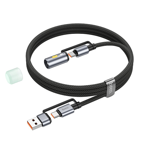 Кабель с USB/Type-C на Type-C/фонарик, U138, HOCO, черный