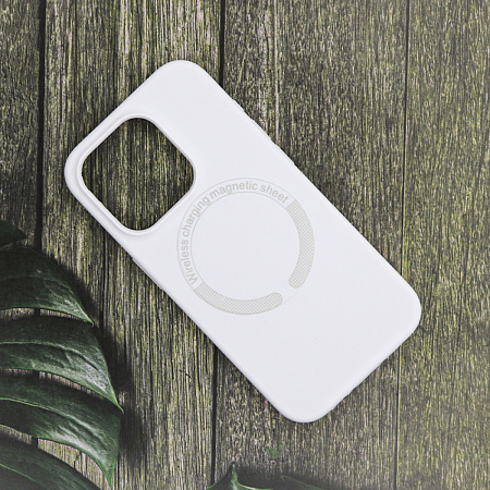 Чехол-накладка для iPhone 15 Pro, Silicon Case, магнитный (MagSafe), без лого, X-CASE, белый