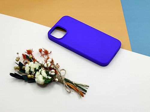 Чехол-накладка для iPhone 14, Silicon Case, без лого, пурпурно-синий