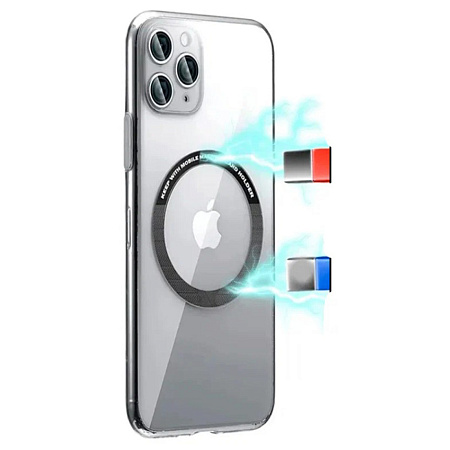 Кольцо-держатель с функцией magsafe для телефона, X-CASE, черное с надписью