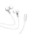 Проводные наушники M86, Type-C, Ocean universal digital earphones, HOCO, вакуумные с микрофоном, белый