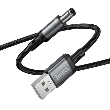 Кабель USB-A на круглое отверстие 5.5 * 2.5/5.5 * 2.1, 5V, X129, HOCO, заряжать настольные лампы, бритвы и т.д., черный
