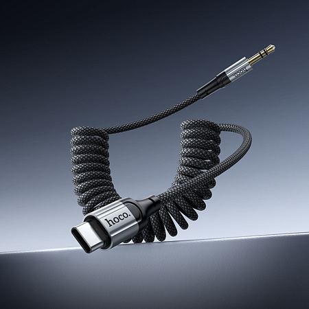 AUX Audio кабель 3,5 мм на Type-C, UPA33B, HOCO, витой, длина 1,5 метр, черный