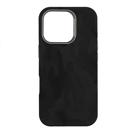 Чехол-накладка для iPhone 16 Pro, камуфляж, магнитный (MagSafe), без лого, X-CASE, черный
