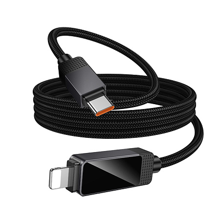 Кабель Lightning to Type-C (PD), HOCO, U154, 1.2 метра, PD 30W, с дисплеем, цвет черный