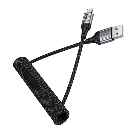 USB Кабель Micro, HOCO, X121, витой, длина 1.5м, цвет черный