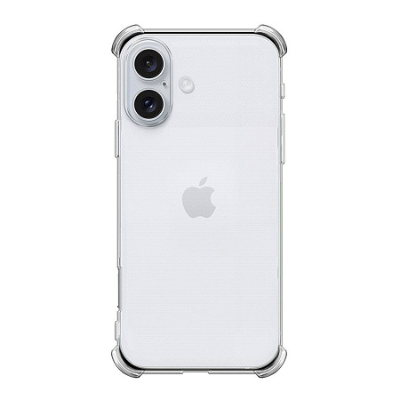 Чехол силиконовый для iPhone 16 Plus, усиленные края, с защитой камеры, X-CASE, прозрачный