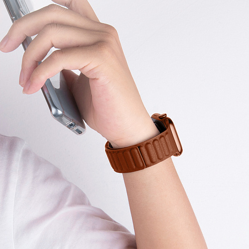 Ремешок на руку для Apple Watch 44/45/46/49 мм, HOCO, WA23, под кожу магнитный, коричневый