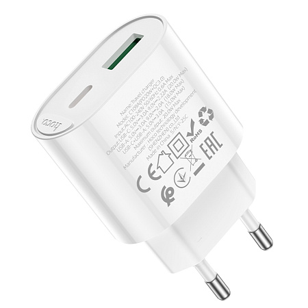 Сетевое зарядное устройство, 1 PD 20W + 1 USB 3.0 QC (C109A), HOCO, белый
