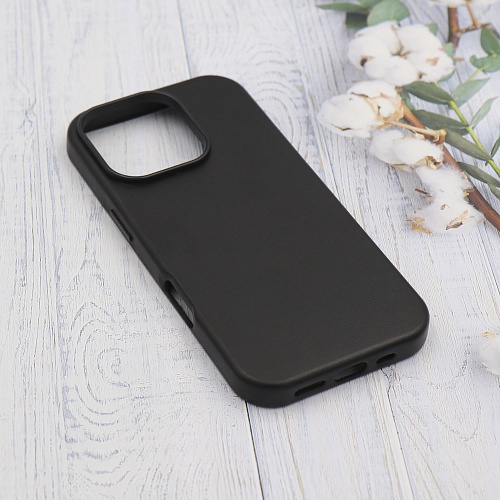 Чехол-накладка для iPhone 16 Pro Max, экокожа, магнитный (MagSafe), без лого, X-CASE, черный