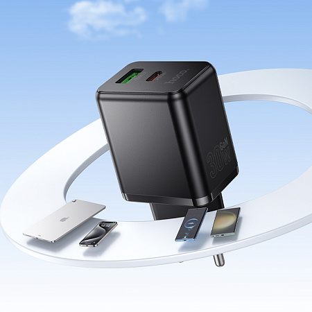 Сетевое зарядное устройство, 1 PD 30W + 1 USB 3.0 QC (C157A), HOCO, черный