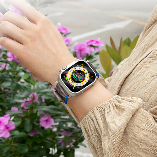 Ремешок на руку для Apple Watch 44/45/46/49 мм, HOCO, WA14, нейлоновый, синий с серым