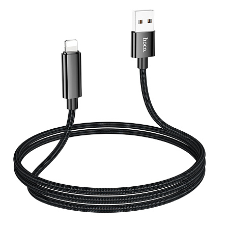 USB дата кабель Lightning, HOCO, U125, 1.2м, с дисплеем, черный