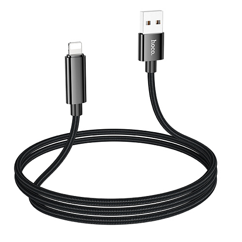 USB дата кабель Lightning, HOCO, U125, 1.2м, с дисплеем, черный