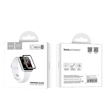 Защитное стекло на Apple Watch, HOCO, 40mm, 3D, черное