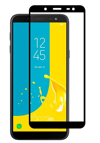 Защитное стекло на Samsung J600, Galaxy J6 (2018) 9D, черный, X-CASE