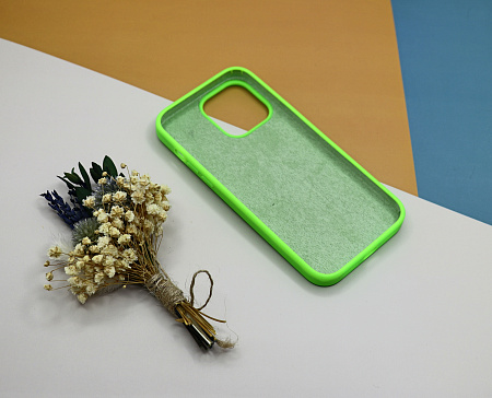 Чехол-накладка для iPhone 14 Pro Max, Silicon Case, без лого, ярко-зеленый
