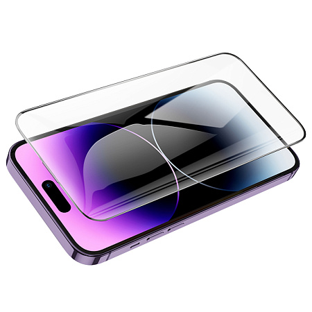 Защитное стекло для iPhone 14 Pro Max, G1, HOCO, Flash attach full screen silk screen, черное