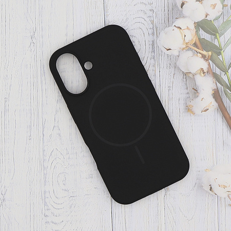 Чехол-накладка для iPhone 16 Plus, Silicon Case, магнитный (MagSafe), без лого, X-CASE, черный