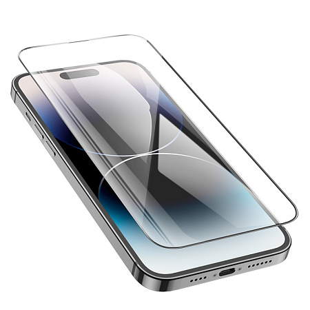 Защитное стекло для iPhone 14 Pro Max, G10, HOCO, Full screen HD anti-static tempered glass, черное