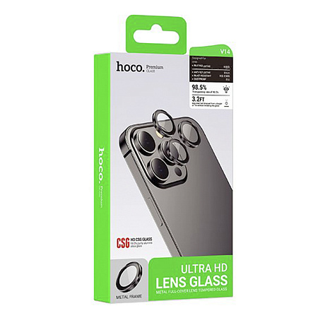 Защитное стекло для iPhone 16 Pro/16 Pro Max, V14, HOCO, на заднюю камеру, титановое золото