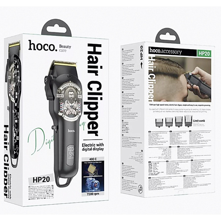 Машинка для стрижки волос, HP20, HOCO, с дисплеем, черный