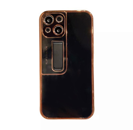 Чехол силиконовый для iPhone 13 (6.1), глянцевый с подставкой, X-CASE, черный