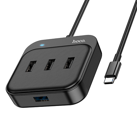 USB Хаб (HB31) с 1 Type-C на 1 USB 3.0+3 USB 2.0, L=0.2M, HOCO, черный