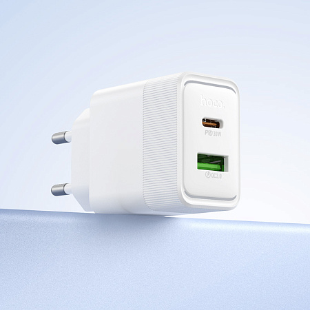 Сетевое зарядное устройство, 1 PD 30W + 1 USB 3.0 QC (CS112A), HOCO, белый