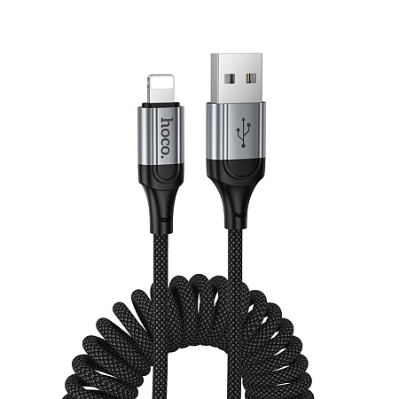 USB дата кабель Lightning, HOCO, X121, витой, длина 1.5м, черный