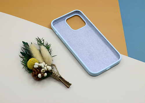 Чехол-накладка для iPhone 14 Pro Max, Silicon Case, без лого, небесно-голубой