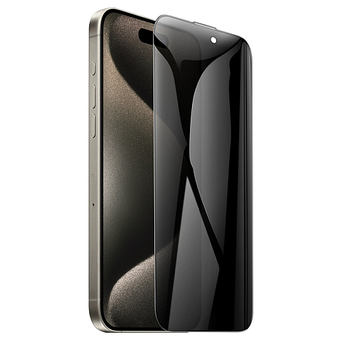 Защитное стекло для iPhone 15 Pro, G777 Plus, HOCO, anti-static, антишпион, черное