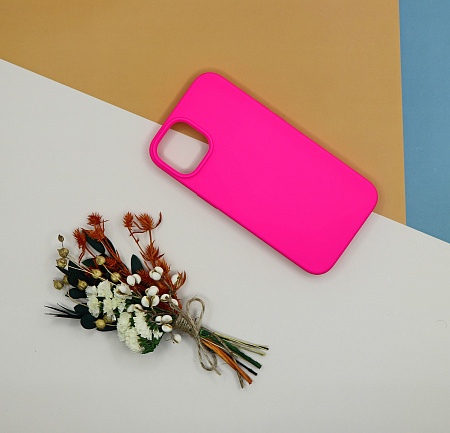Чехол - накладка для iPhone 11, Silicon Case, без лого, ярко-розовый