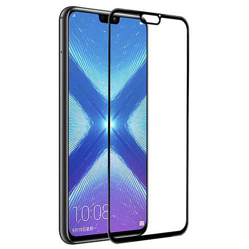 Защитное стекло на Honor 8X/Huawei Y9/Y9 Pro (2019), 9D, черный, X-CASE