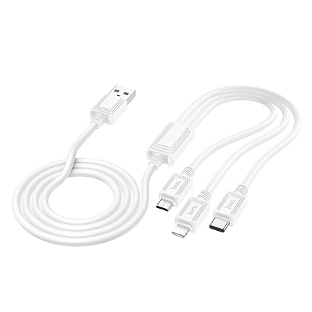 USB дата кабель Lightning+Micro+Type-C, X74, HOCO, белый
