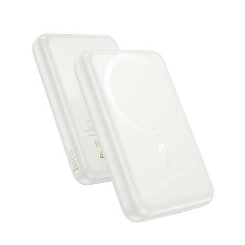 Универсальный Доп. Аккумулятор 10000mAh, J141, HOCO, 1 PD 20W, беспроводная зарядка (MagSafe), молочный белый