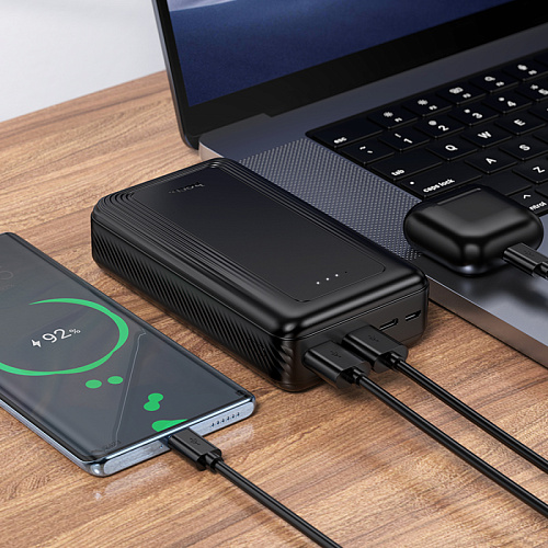 Универсальный Доп. Аккумулятор 20000mAh, J165A, HOCO, 2 USB (5V/2.0A), черный