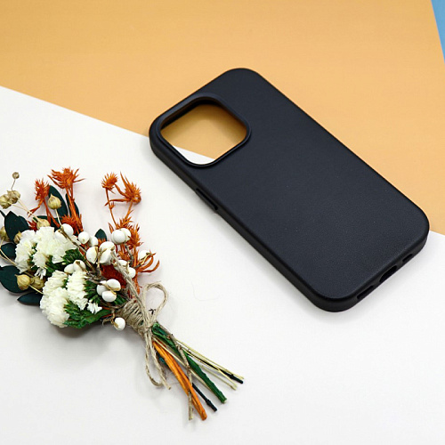 Чехол-накладка для iPhone 15 Pro, экокожа, магнитный (MagSafe), без лого, X-CASE, черный