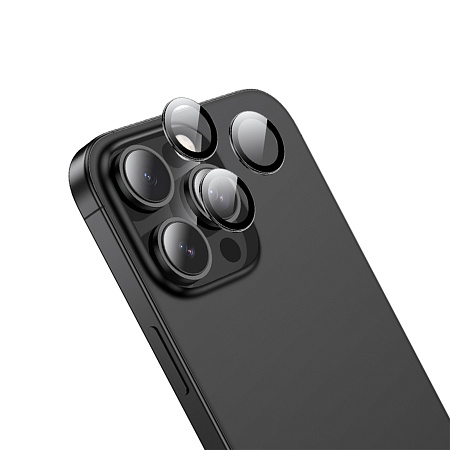 Защитное стекло для iPhone 16 Pro/16 Pro Max, V15, HOCO, на заднюю камеру, черный