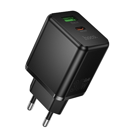 Сетевое зарядное устройство, 1 PD 30W + 1 USB 3.0 QC (C157A), HOCO, черный