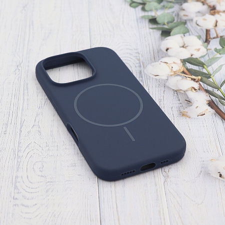 Чехол-накладка для iPhone 16 Pro Max, Silicon Case, магнитный (MagSafe), без лого, X-CASE, синий