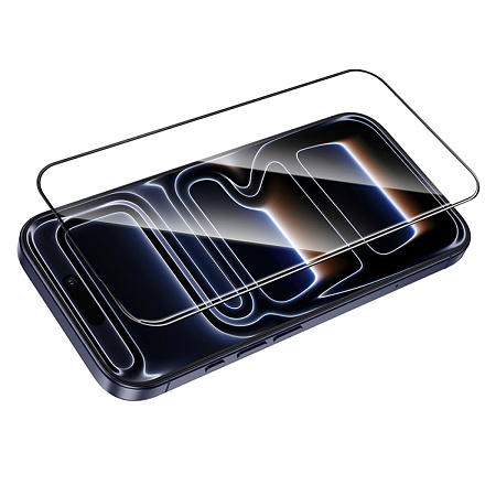 Защитное стекло для iPhone 17 Pro Max, G16, HOCO, Guardian shield series full-screen 5D large arc tempered glass, черное