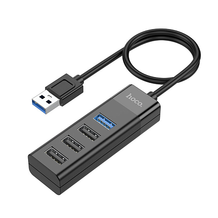 USB Хаб (HB25) c 1 USB на 1 USB 3.0 + 3 USB 2.0, HOCO, черный
