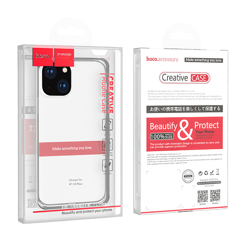 Чехол силиконовый для iPhone 14 Plus, Light series TPU, HOCO, прозрачный