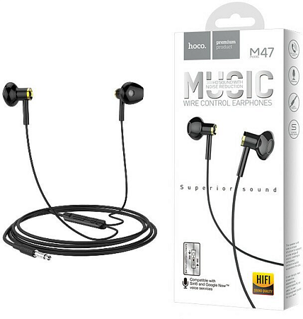 Проводные наушники M47 Canorous wire control earphones with microphone, черные