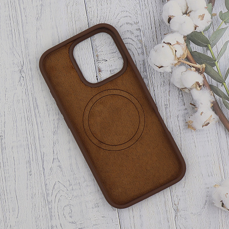 Чехол-накладка для iPhone 16 Pro Max, Silicon Case, магнитный (MagSafe), без лого, X-CASE, коричневый